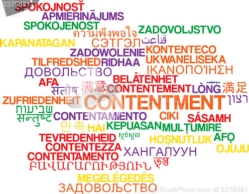 Image of Contentment multilanguage wordcloud background concept