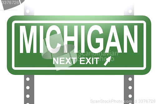 Image of Michigan green sign board isolated