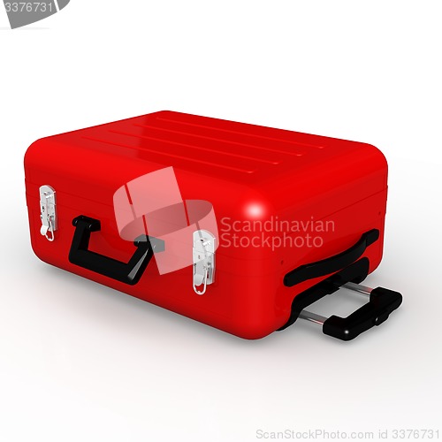 Image of Red luggage on the floor