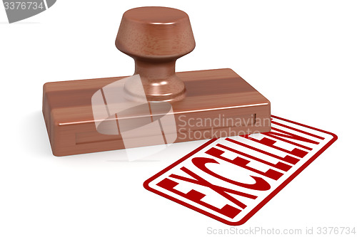 Image of Wooden stamp excellent with red text