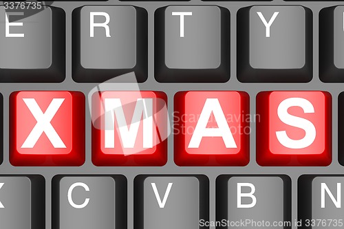 Image of Computer keyboard with keys spelling Xmas