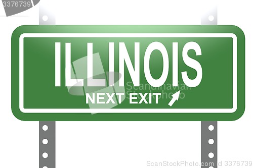 Image of Illinois green sign board isolated