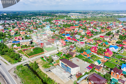 Image of Aerial view of houses on housing estates. Tyumen