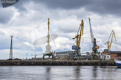 Image of Industrial landscape, lake docks