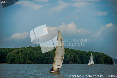 Image of sail boat on large lake