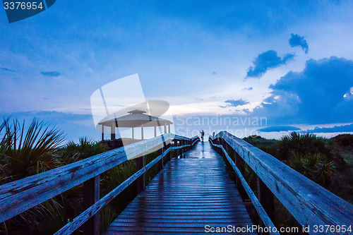 Image of tybee island town beach scenes at sunset