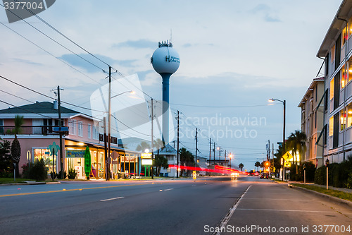 Image of tybee island town center streets at sunset