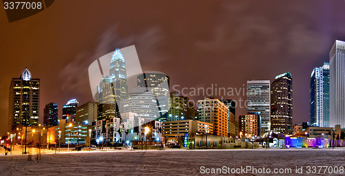 Image of charlotte queen city skyline near romare bearden park in winter 