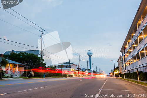 Image of tybee island town center streets at sunset