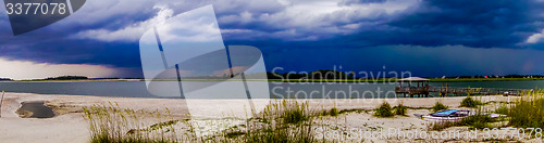 Image of tybee island beach scenes during rain and thunder storm