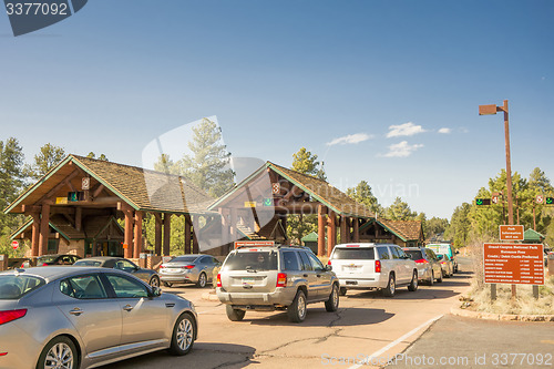 Image of Grand Canyon National Park Entrance Gate in spring Time. Grand C