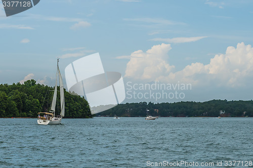 Image of sail boat on large lake