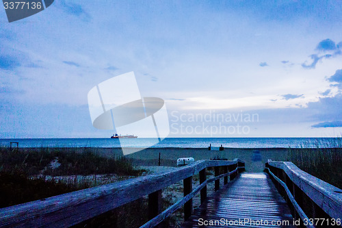 Image of tybee island town beach scenes at sunset