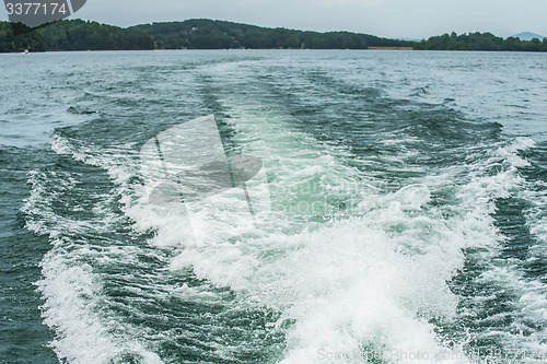 Image of wake from a boat on lake