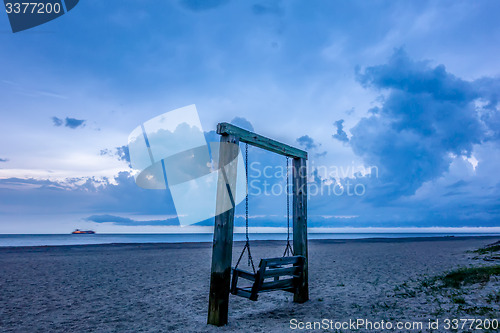 Image of tybee island town beach scenes at sunset