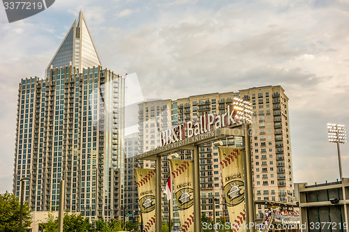 Image of charlotte north carolina city skyline from bbt ballpark