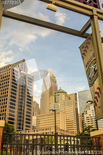 Image of charlotte north carolina city skyline from bbt ballpark