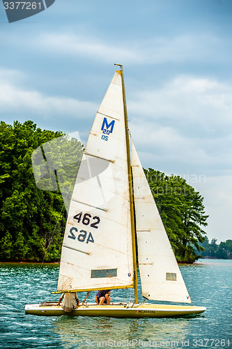 Image of sail boat on large lake