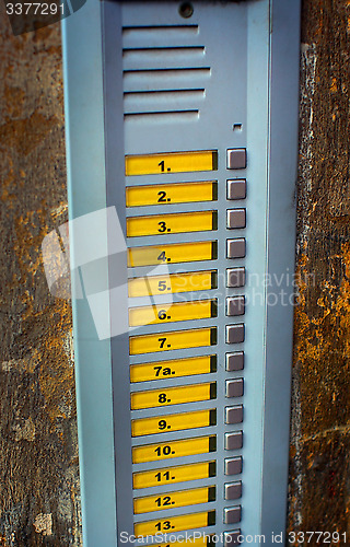 Image of A panel of doorbells