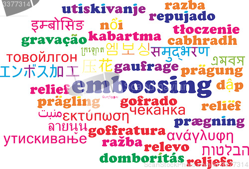 Image of Embossing multilanguage wordcloud background concept