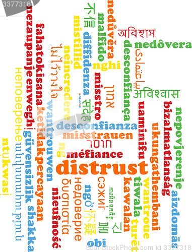 Image of Distrust multilanguage wordcloud background concept