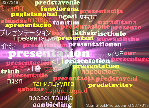 Image of Presentation multilanguage wordcloud background concept glowing