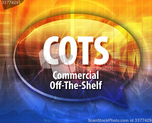 Image of COTS acronym definition speech bubble illustration