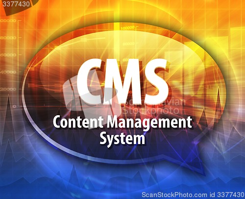 Image of CMS acronym definition speech bubble illustration