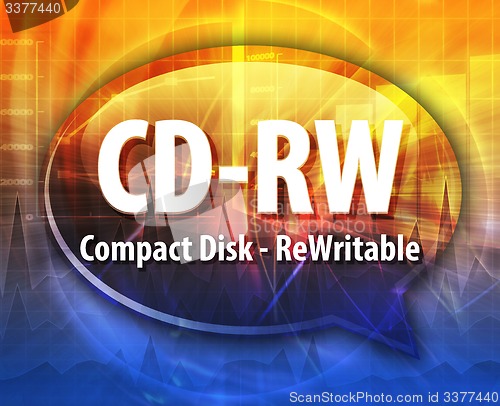 Image of CD-RW acronym definition speech bubble illustration