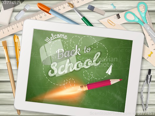 Image of Back to school illustration with tablet. EPS 10
