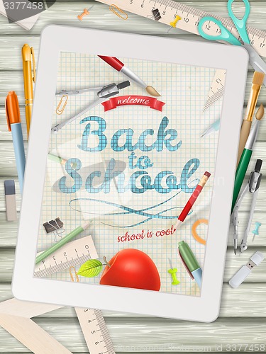 Image of Back to school illustration with tablet. EPS 10