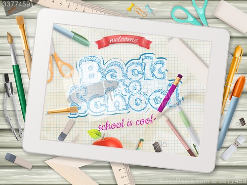 Image of Back to school illustration with tablet. EPS 10