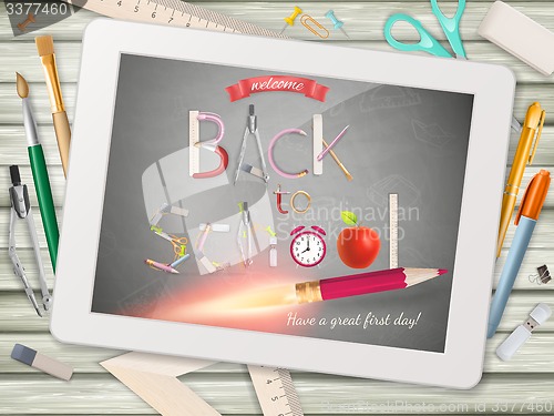 Image of Back to school illustration with tablet. EPS 10