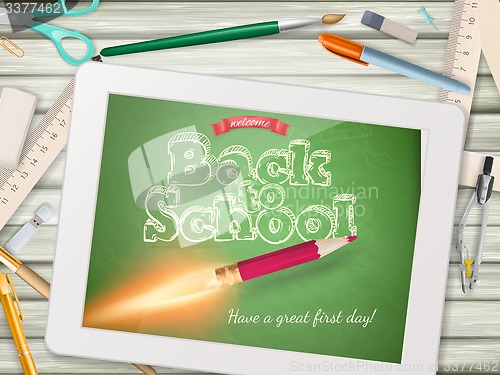 Image of Back to school illustration with tablet. EPS 10