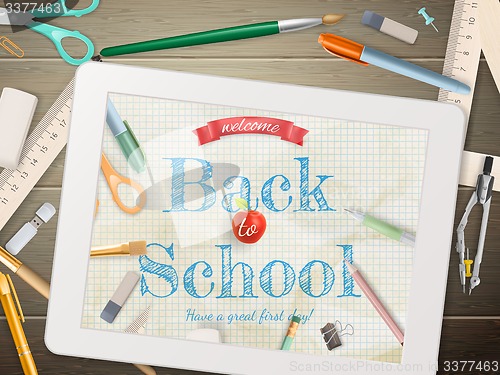 Image of Back to school illustration with tablet. EPS 10