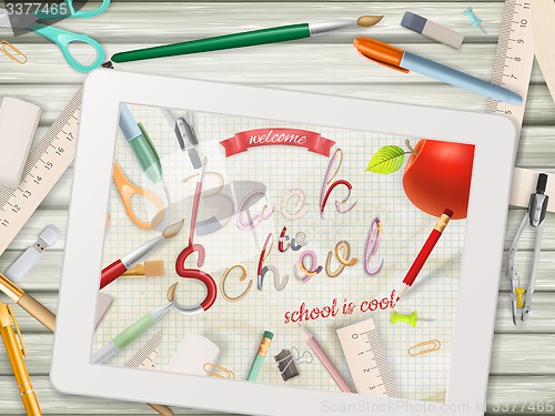 Image of Back to school illustration with tablet. EPS 10