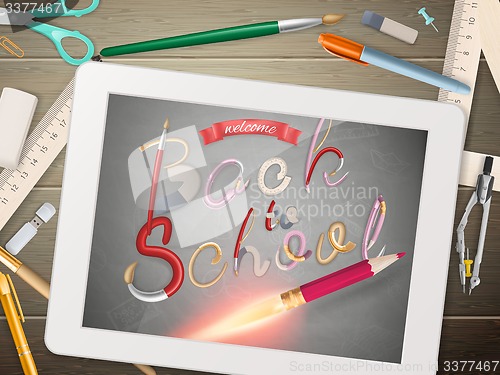 Image of Back to school illustration with tablet. EPS 10
