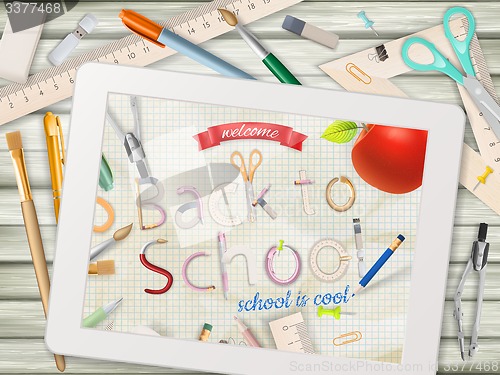 Image of Back to school illustration with tablet. EPS 10