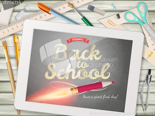 Image of Back to school illustration with tablet. EPS 10