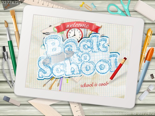 Image of Back to school illustration with tablet. EPS 10