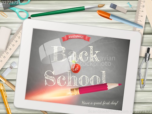 Image of Back to school illustration with tablet. EPS 10