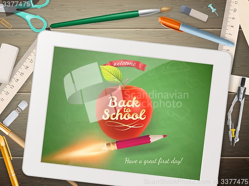 Image of Back to school illustration with tablet. EPS 10