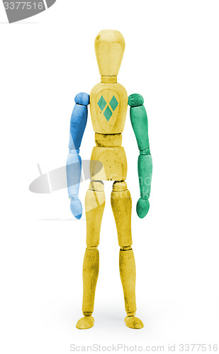 Image of Wood figure mannequin with flag bodypaint - Saint Vincent and th