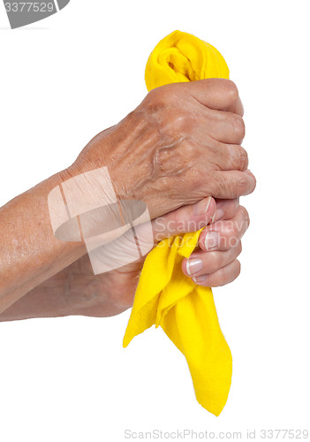 Image of Old woman cleaning