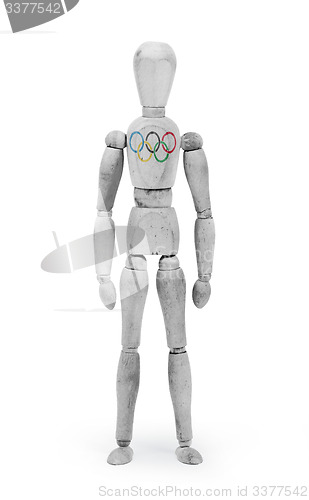 Image of Wood figure mannequin with flag bodypaint - Olympic Rings