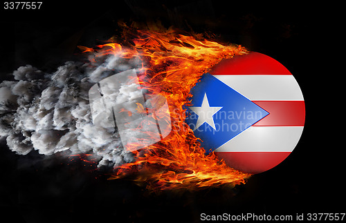 Image of Flag with a trail of fire and smoke - Puerto Rico