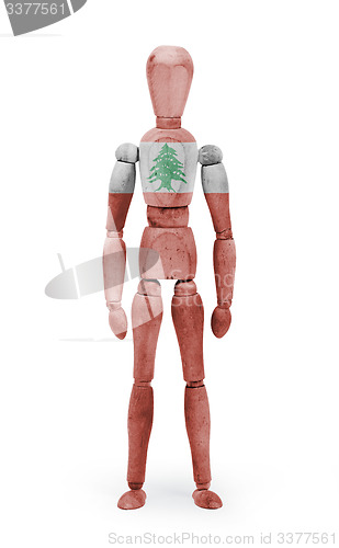 Image of Wood figure mannequin with flag bodypaint - Lebanon