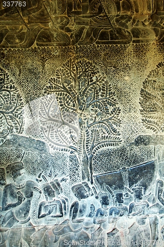 Image of Sculpted wall at corridor of Angkor Wat, Cambodia