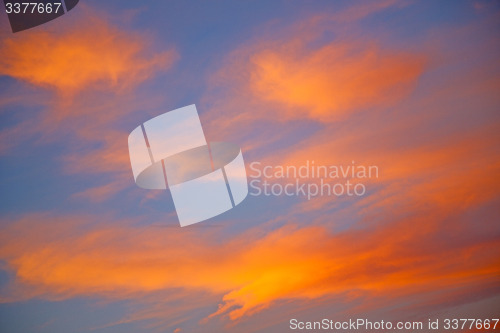 Image of the sunrise in  colored sky white soft  