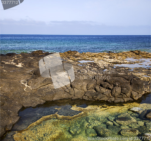 Image of spain musk pond rock stone   water    in lanzarote 